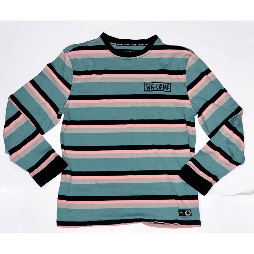 Welcome Long Sleeve Stripped T-Shirt Size L